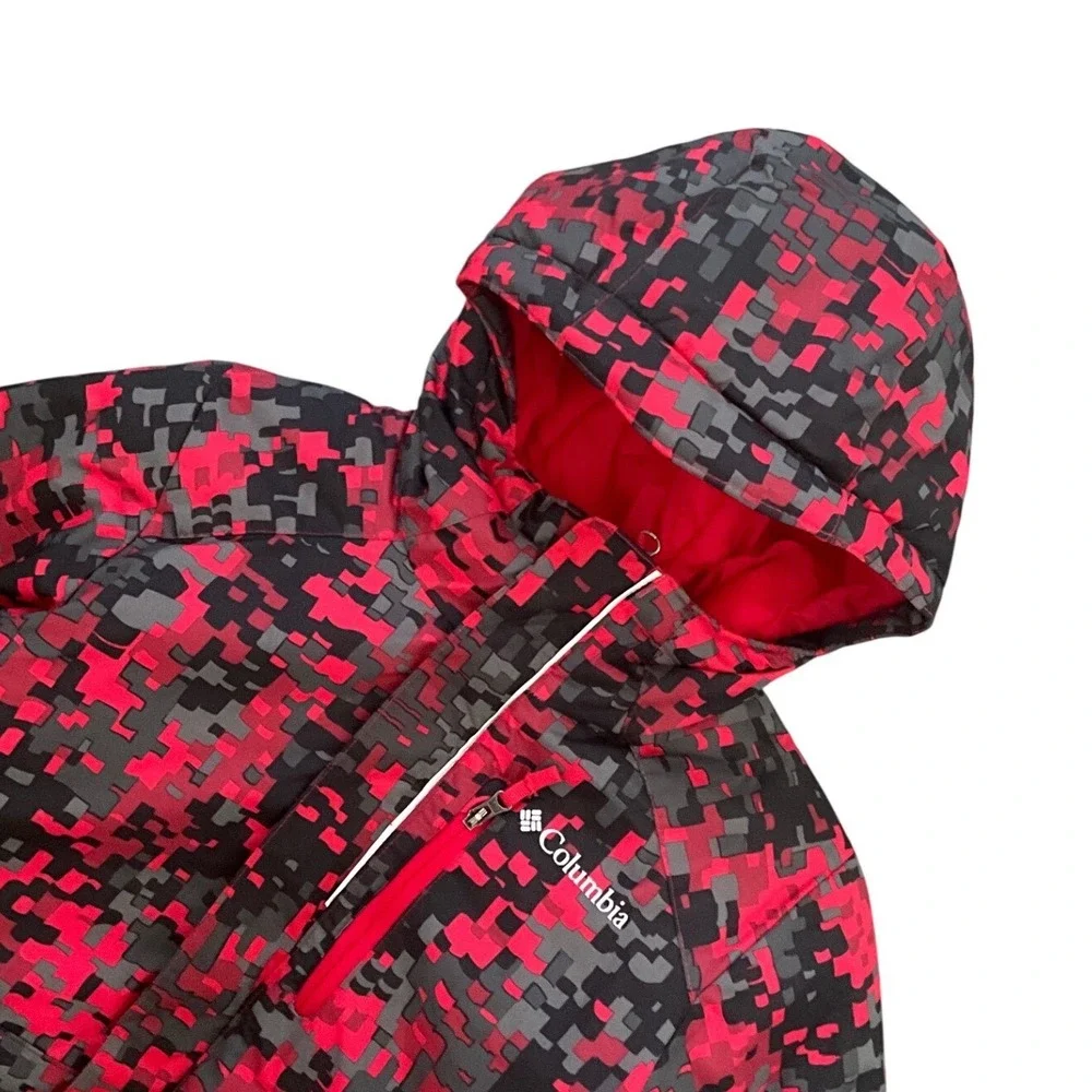 Columbia Kids‎ Winter Coat XXS (4/5) Red Camo Hooded Insulated Full Zip Jacket